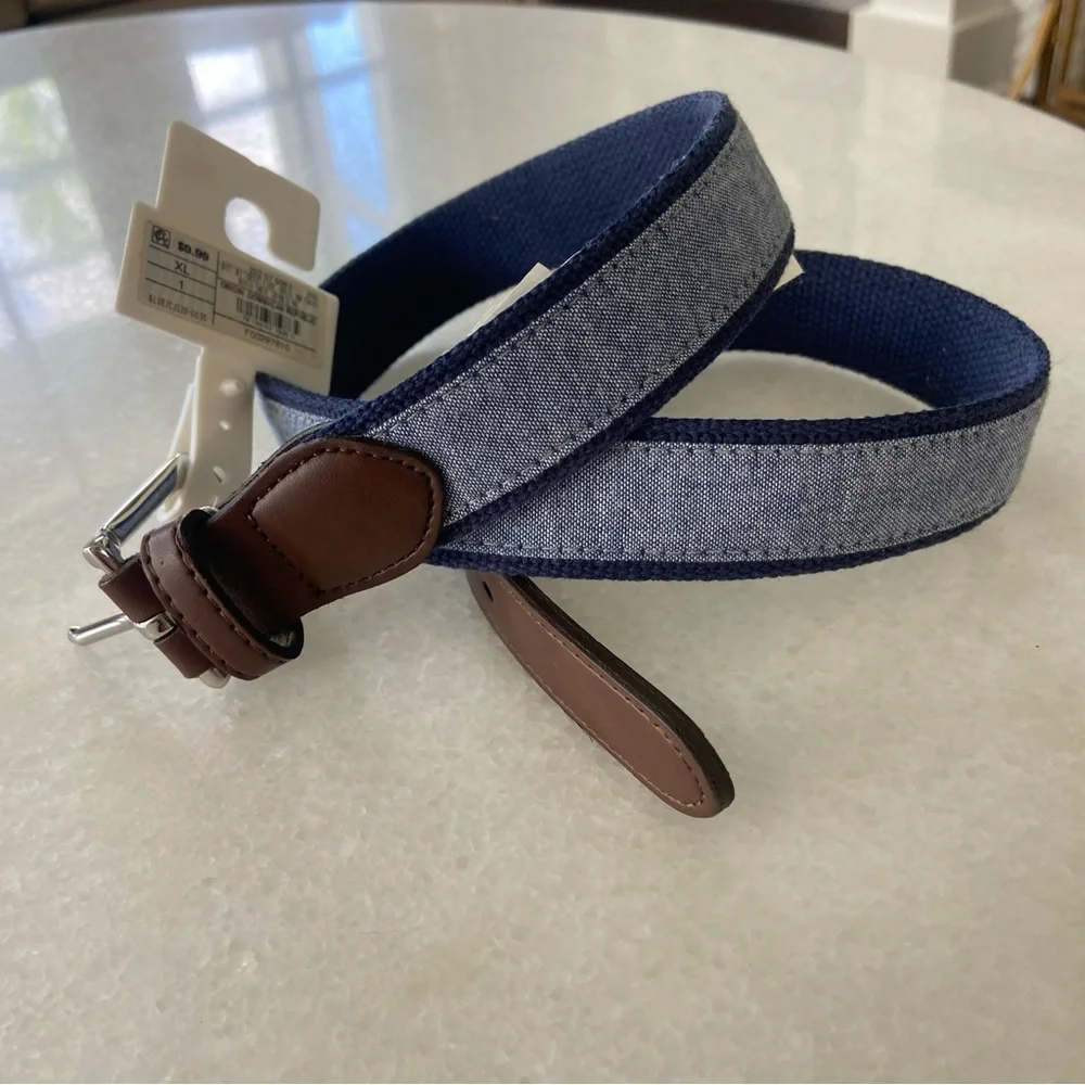 Cat & Jack Boys Chambray Navy Blue Belt XL NWT